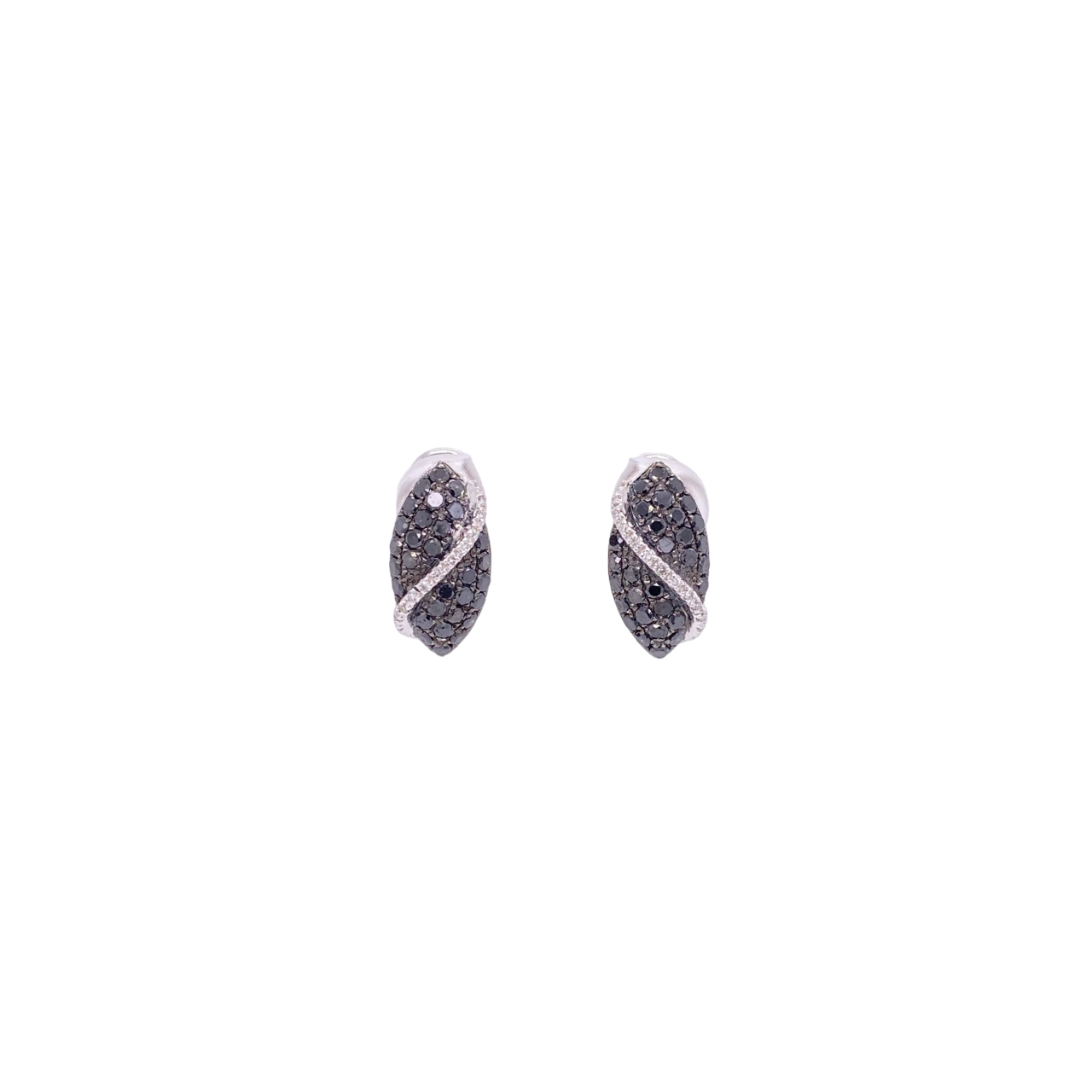 Black Diamond Earrings 14 Karat White Gold Black Diamond 1.15 Carats