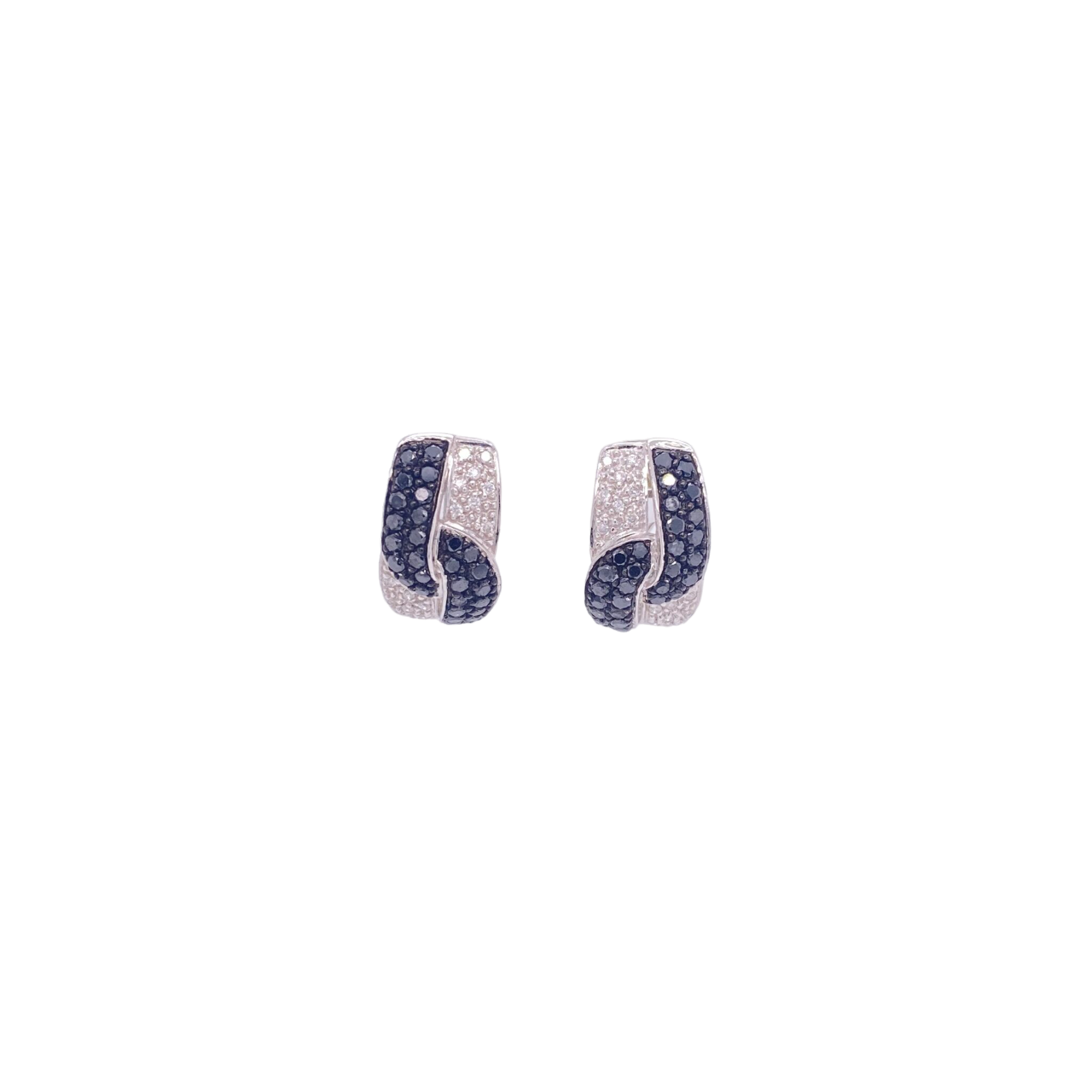 Black Diamond Earrings 14 Karat White Gold 1.10 Carats