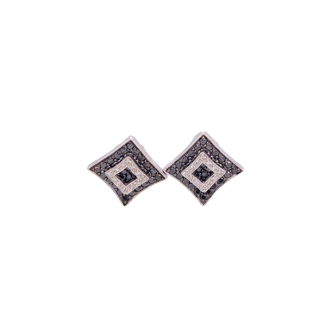 Black Diamond Earrings 14 Karat White Gold 1.88 Carats