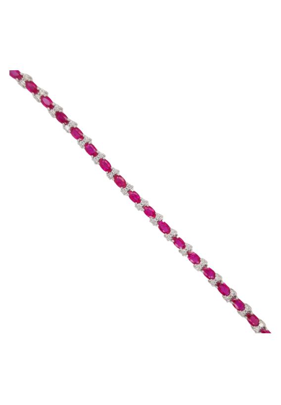 Ladies Diamond Bracelet With Rubies 8.19 Carats