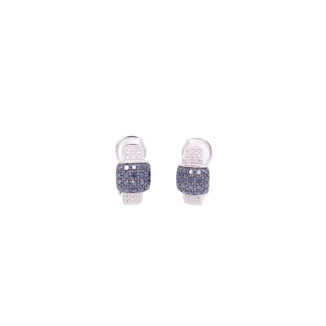 Black Diamond Earrings 14 Karat White Gold 1.05 Carats