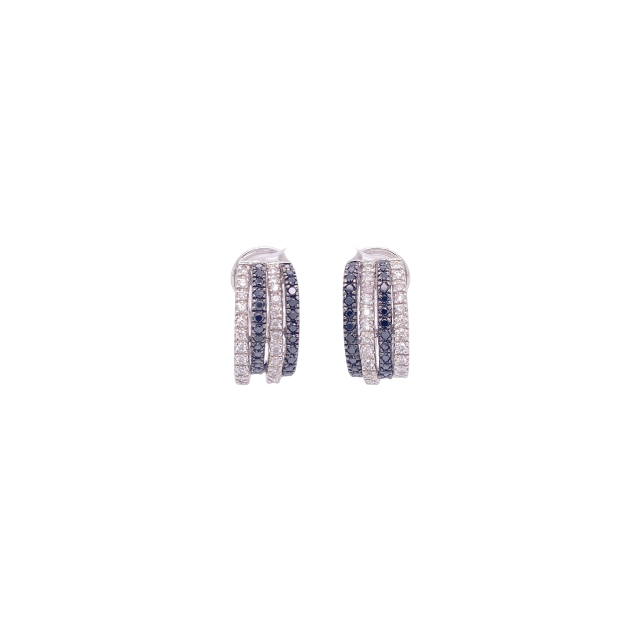 Black Diamond Earrings 14 Karat White Gold 1.50 Carats