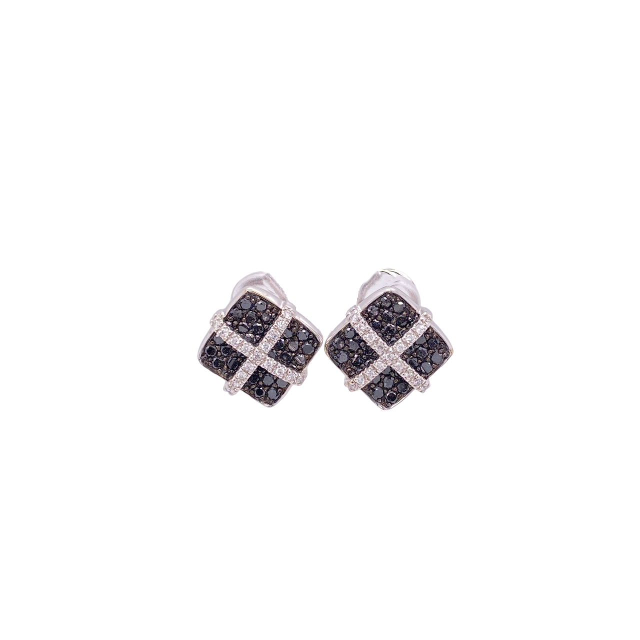 Black Diamond Earrings 14 Karat White Gold 2.11 Carats