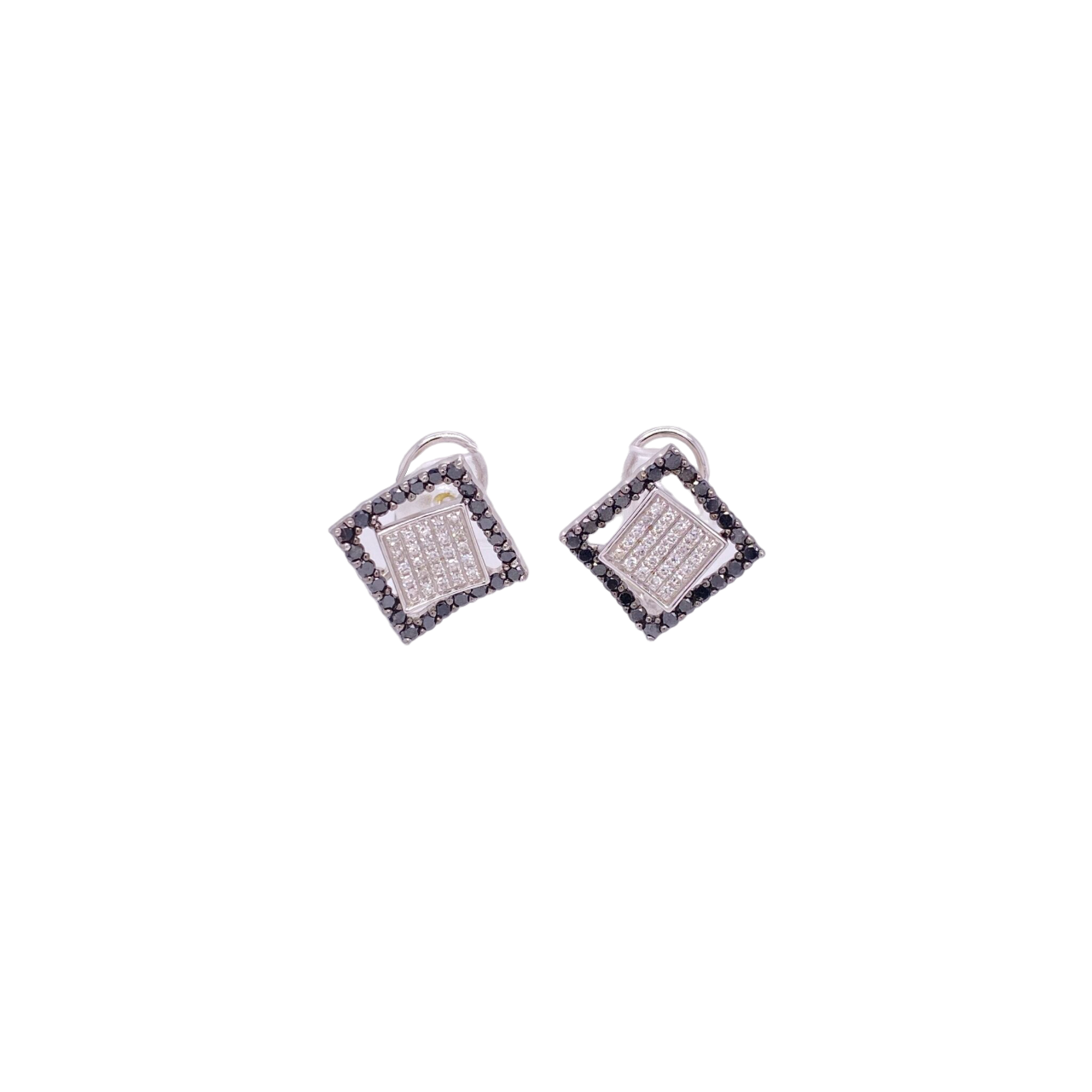 Black Diamond Earrings 14 Karat White Gold 1.03 Carats