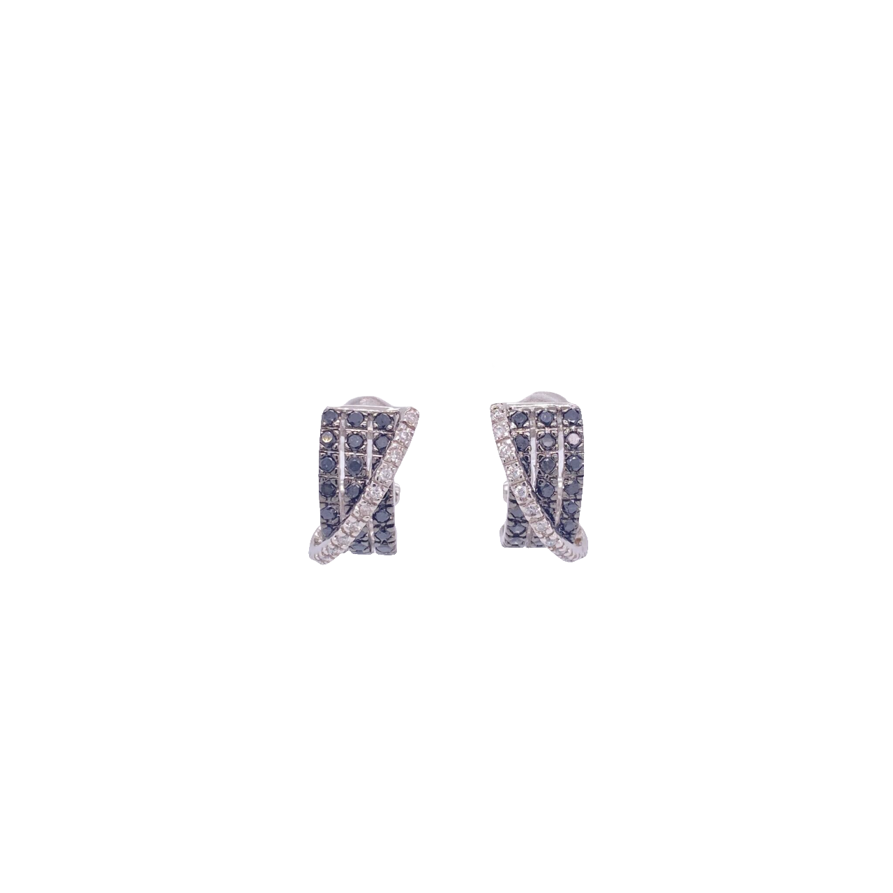 Black Diamond Earrings 14 Karat White Gold 1.46 Carats