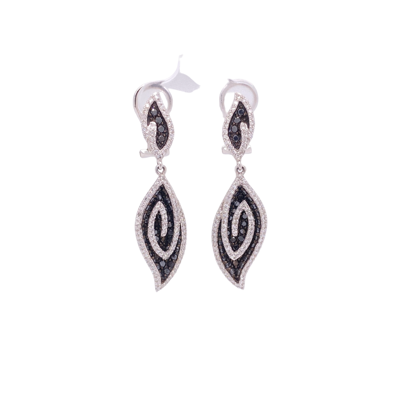 Black Diamond Earrings 14 Karat White Gold 2.87 Carats