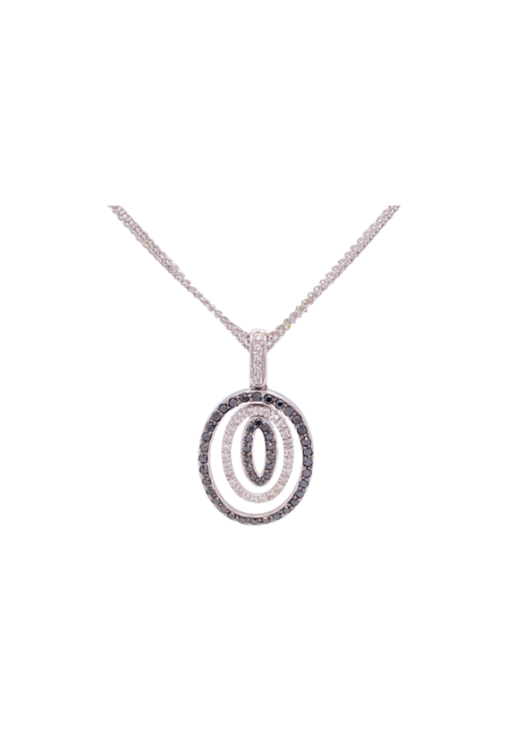 Black Diamond Necklace 14 Karat White Gold Black Diamonds 1.10 Carats