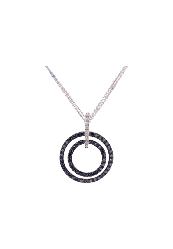 Black Diamond Necklace 14 Karat White Gold 0.99 Carats