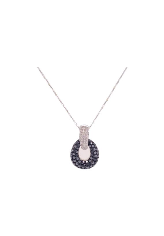 Black Diamond Necklace 14 Karat White Gold 1.33 Carats