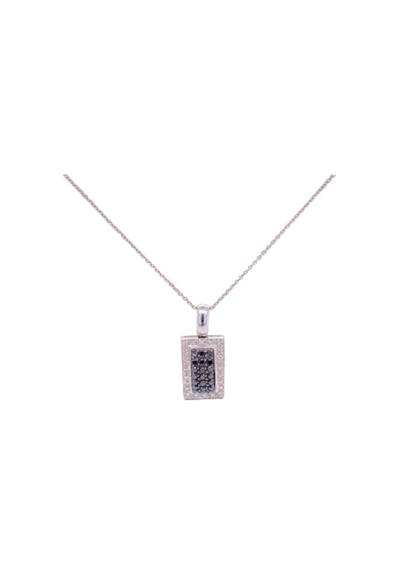 Black Diamond Necklace 14 Karat White Gold Black Diamond 0.59 Carats