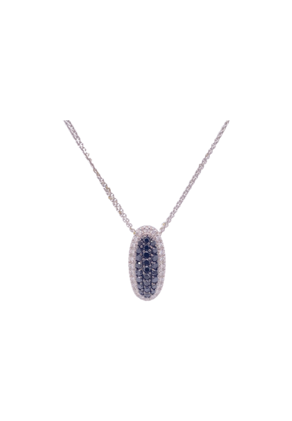 Black Diamond Necklace 14 Karat White Gold 1.15 Carats
