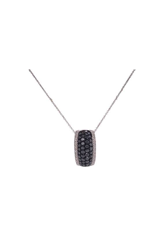 Black Diamond Necklace 14 Karat White Gold 1.40 Carats