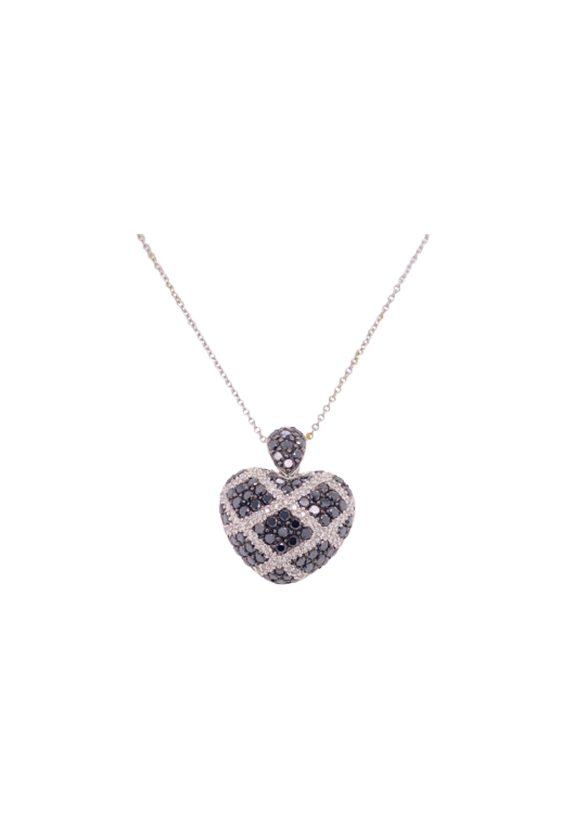 Black Diamond Pendant 14 Karat White Gold 2.50 Carats