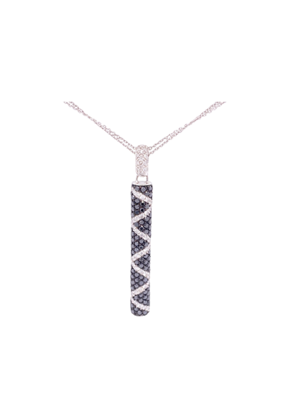 Black Diamond Necklace 14 Karat White Gold 2.56 Carats