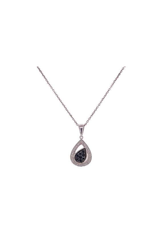 Black Diamond Necklace 14 Karat White Gold 0.29 Carats