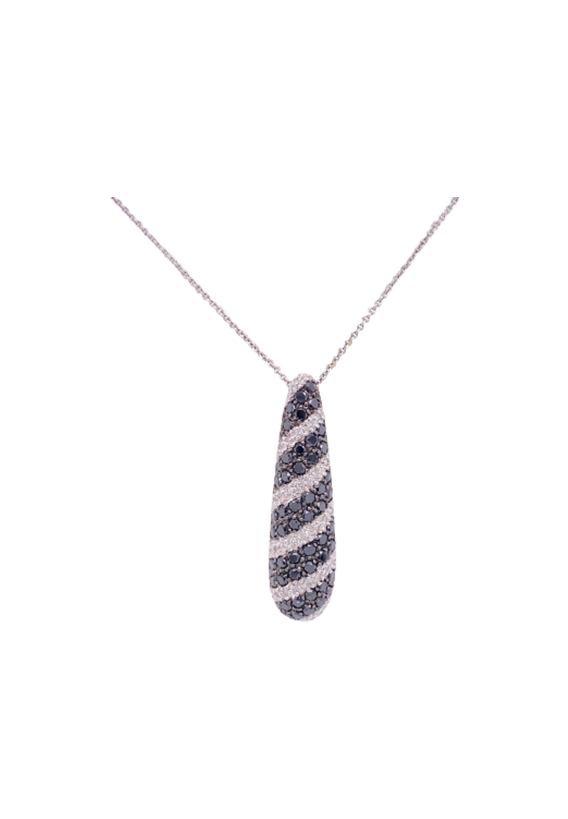 Black Diamond Necklace 14 Karat White Gold Black Diamond 2.20 Carats