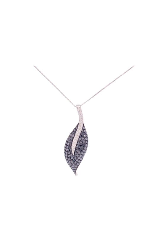 Black Diamond Necklace 14 Karat White Gold Black Diamond 2.68 Carats