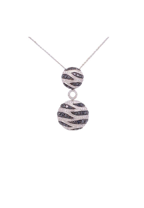 Black Diamond Necklace 14 Karat White Gold 1.82 Carats