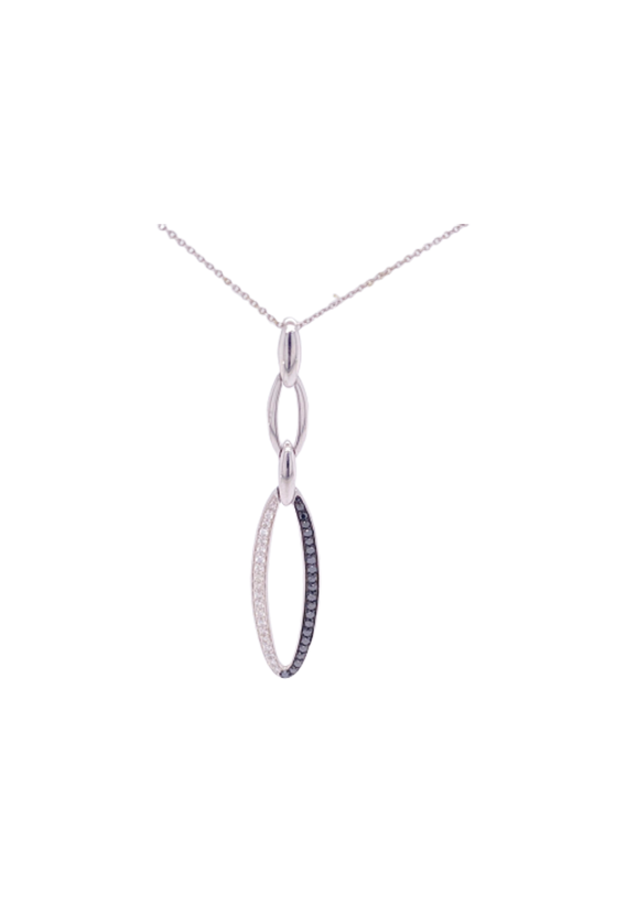 Black Diamond Necklace 14 Karat White Gold Black Diamond 0.56 Carats