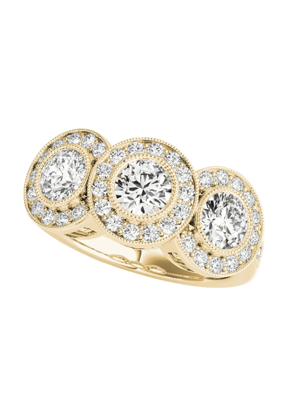 3 STONE BEZEL HALO