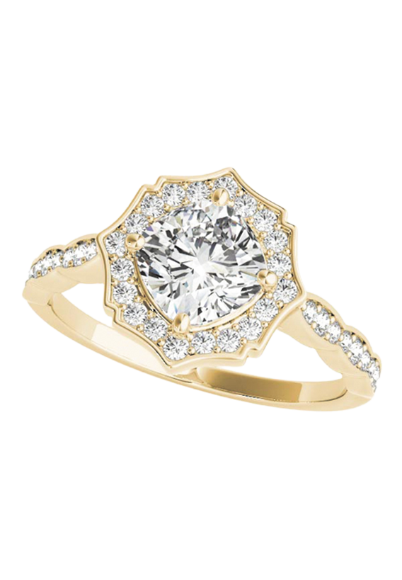 SCALLOPED CUSHION HALO RING