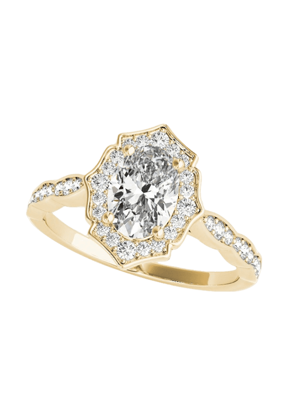 SCALLOPED OVAL HALO RING