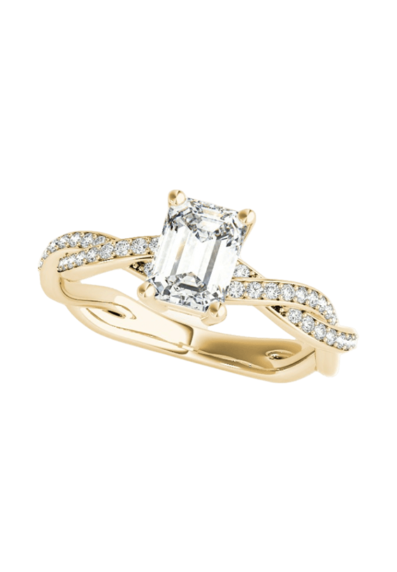 EMERALD CUT RING WITH BRAIDED SHANK