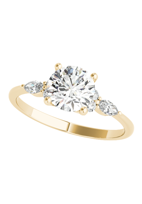 3 STONE RING WITH MARQUISE SIDE STONES