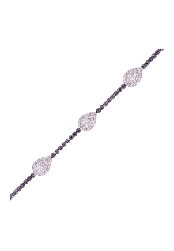 Black Diamond Bracelet 18 Karat White Gold Black Diamond 0.77 Carats