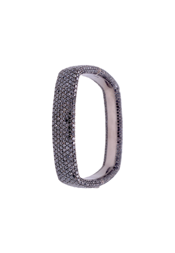 Ladies 18 Karat Black Gold Fancy Black Diamond Bangle 32.66 Total Carats