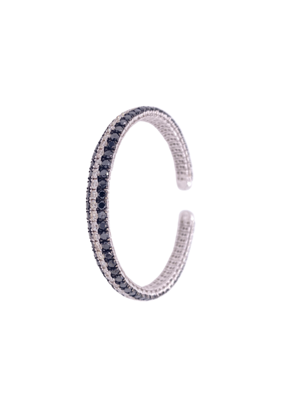 Black Diamond Bangle 18 Karat White Gold 8.44 Carats