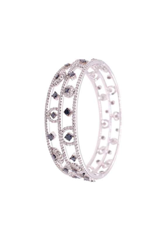 Black Diamond Bangle 18 Karat White Gold 1.58 Carats