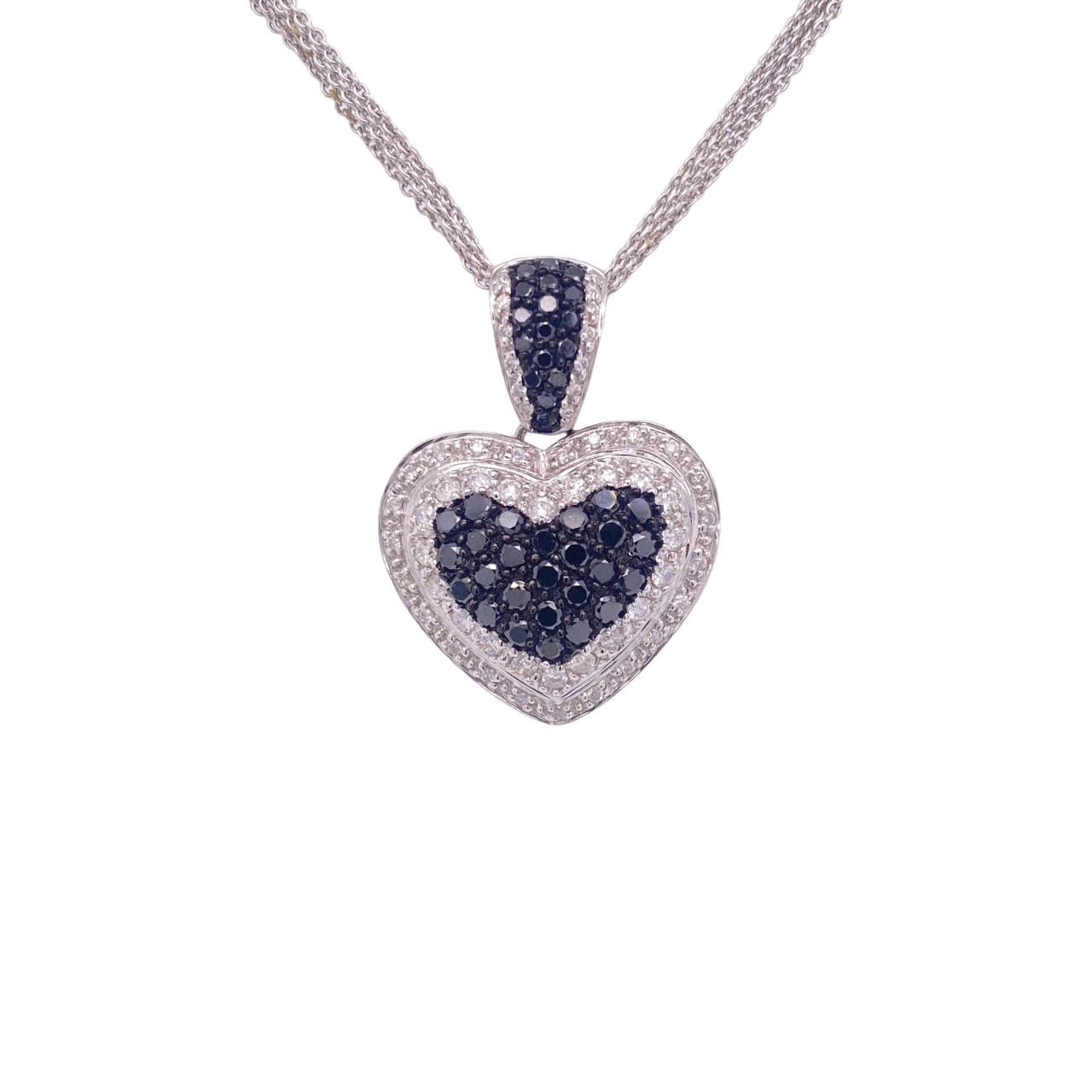 Black Diamond Necklace 14 Karat White Gold 1.70 Carats