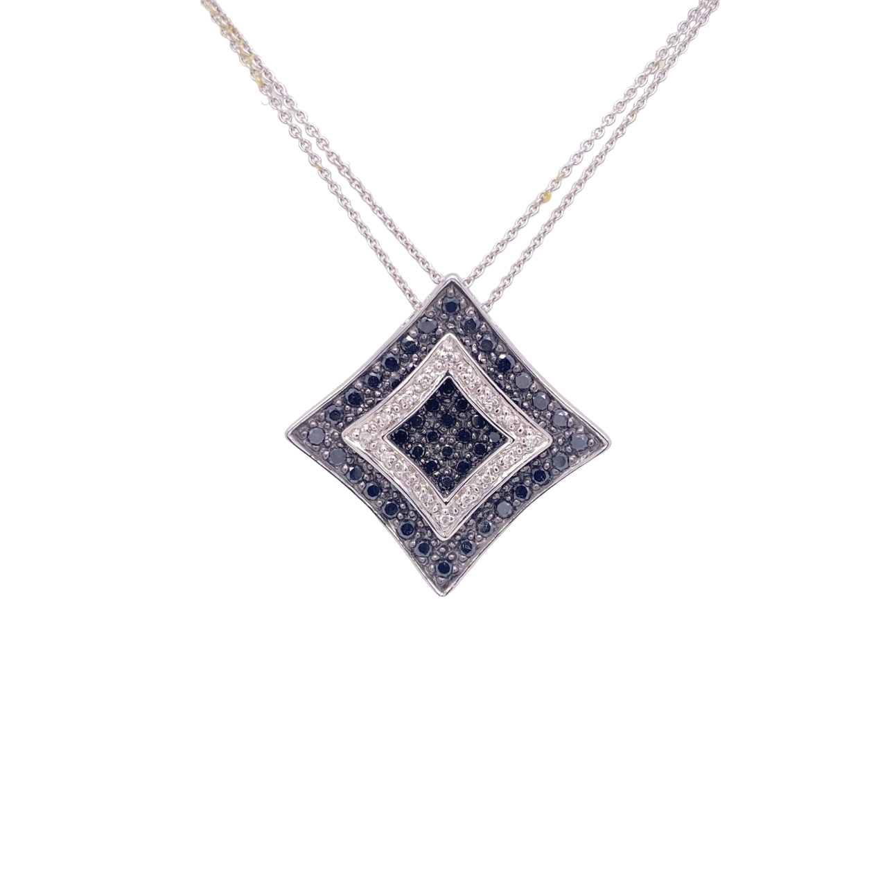 Black Diamond Necklace 14 Karat White Gold 1.96 Carats