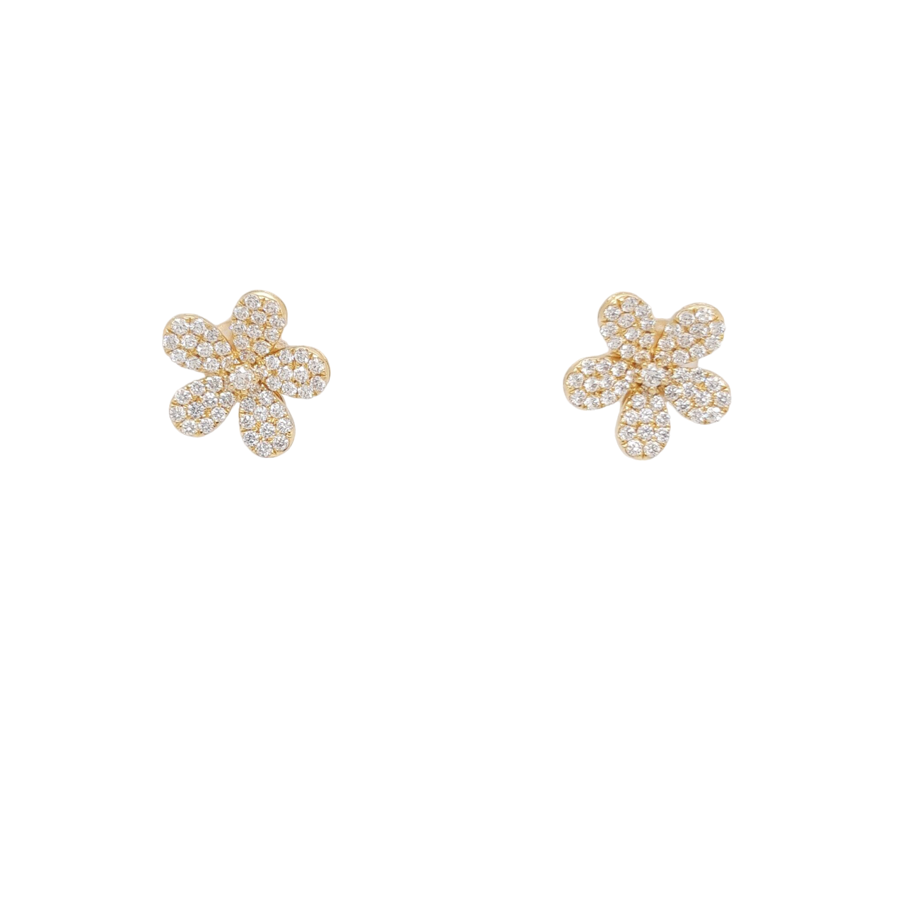 Ladies Diamond Flower Stud Earrings 0.74 Carats