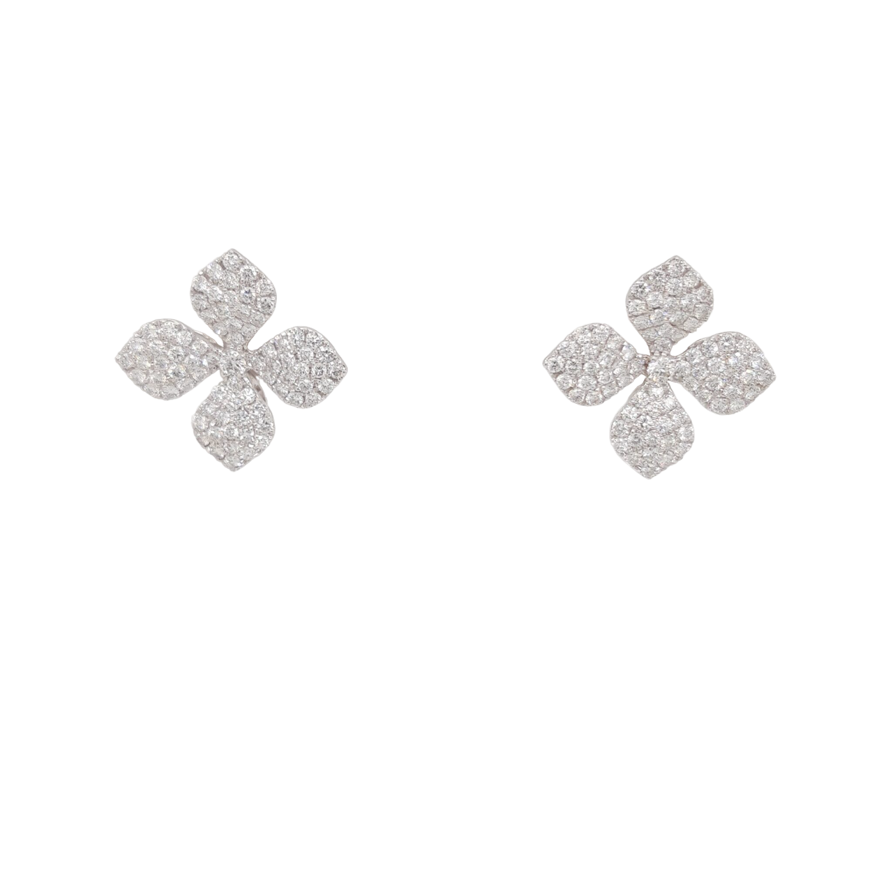 Ladies Diamond Flower Earrings 1.58 Carats