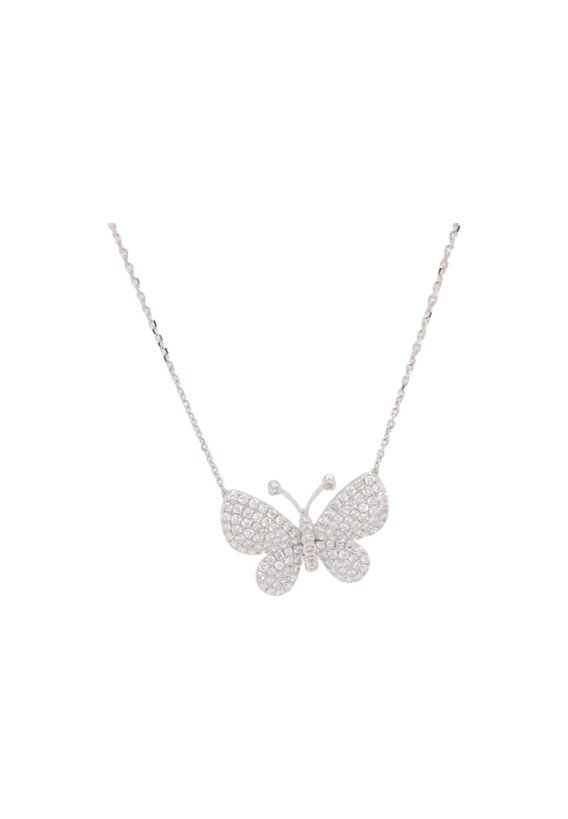 Ladies Diamond Butterfly Necklace 1.98 Carats