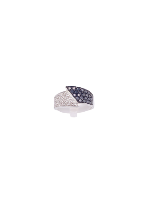 Black Diamond Ring 14 Karat White Gold 0.67 Carats