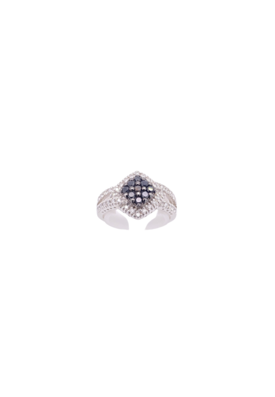 Black Diamond Ring 14 Karat White Gold 0.30 Carats