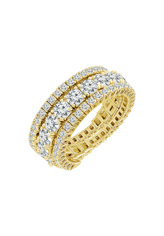 14 Karat Yellow Gold Ladies Diamond Flexible Ring 3.50 Carats
