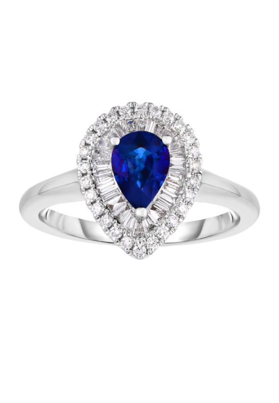 Ladies Diamond Ring with Sapphire 0.72 Carats