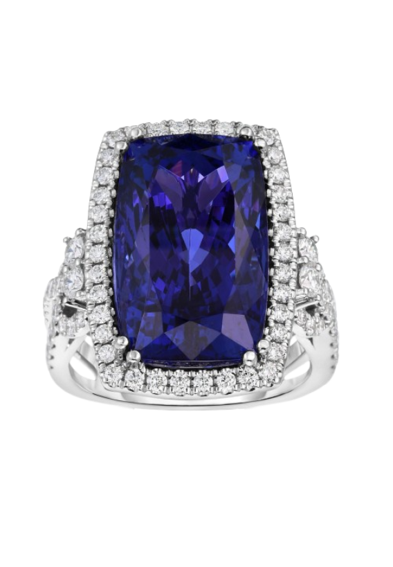 Ladies Tanzanite and Diamond Ring 15.40 Carat Tanzanite Stone