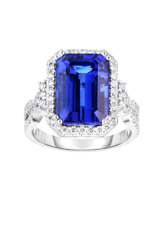 Ladies Tanzanite and Diamond Ring 7.57 Carat Tanzanite Stone