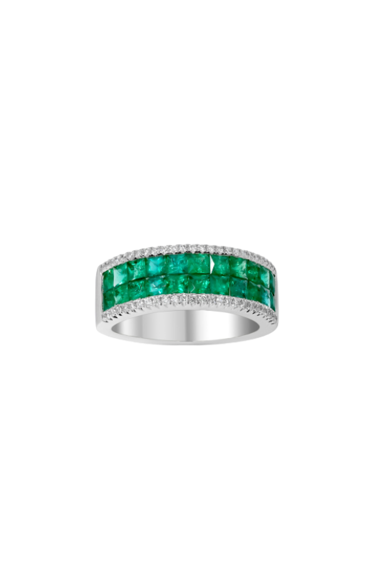 Ladies Diamond Ring with Emeralds 1.69 Carats