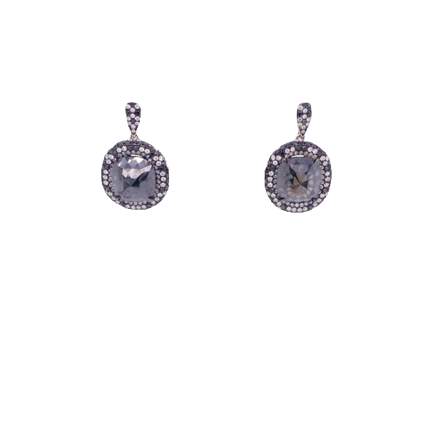 Black Diamond Earrings 18 Karat White Gold 7.74 Carats