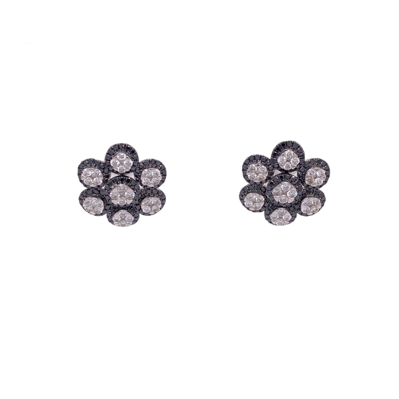 Black Diamond Earrings 18 Karat White Gold 2.20 Carats