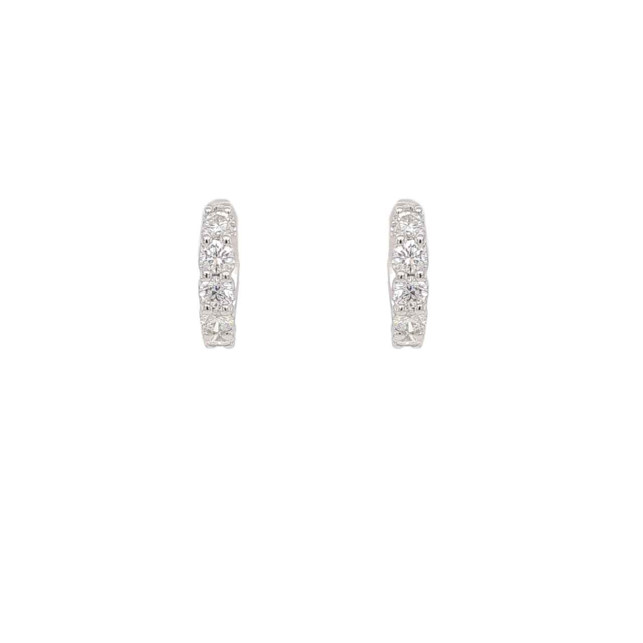 18 Karat White Gold Ladies Diamond Huggy Earrings 0.88 Carats