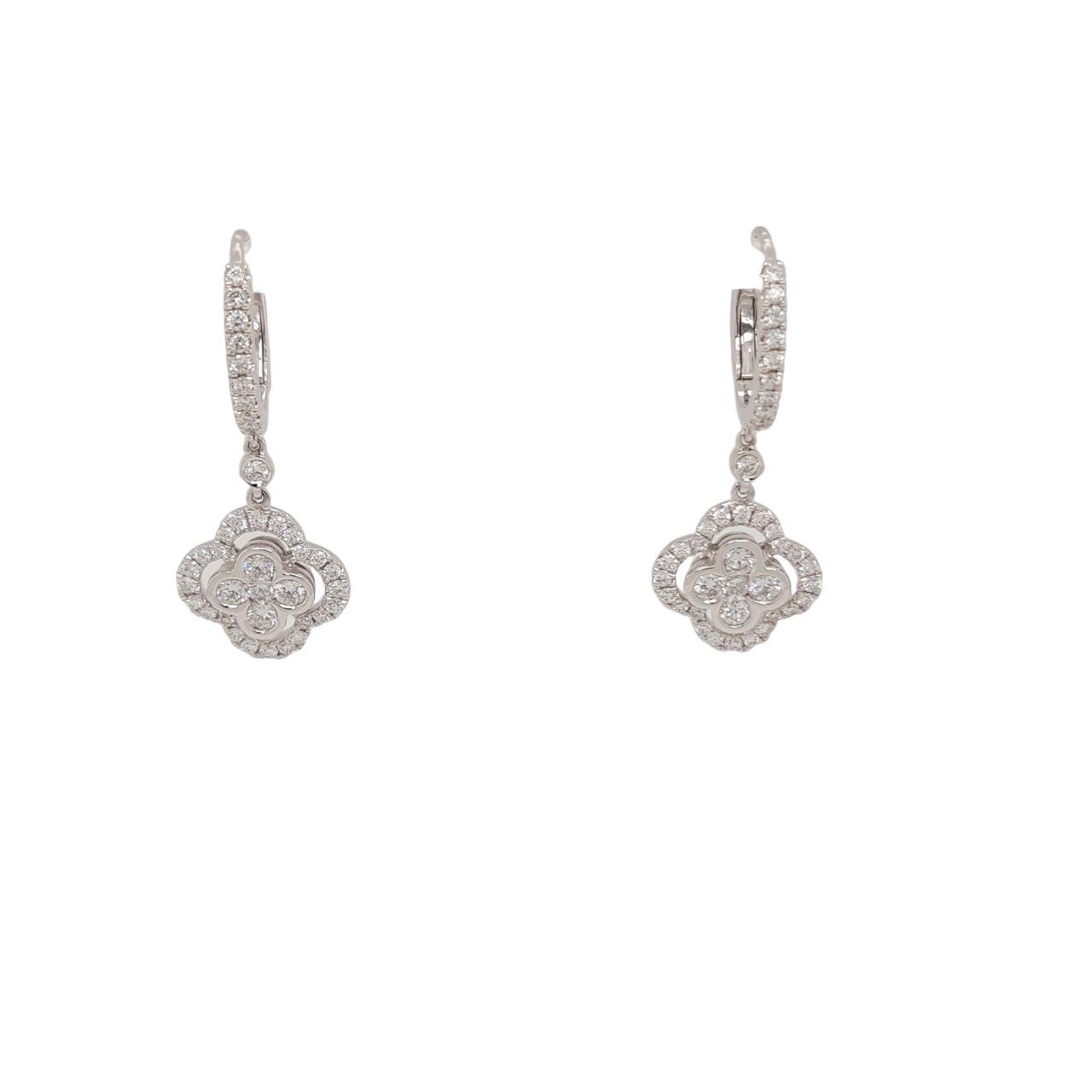 Ladies Flower Diamond Earrings 1.30 Carats