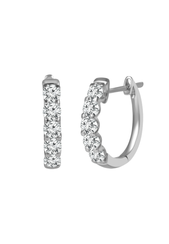 Ladies Diamond Hoop Earrings 2.00 Carats