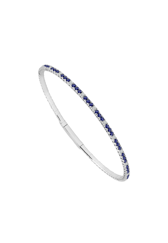 Ladies Diamond Flexible Bangle With 1.90 Carats Sapphires